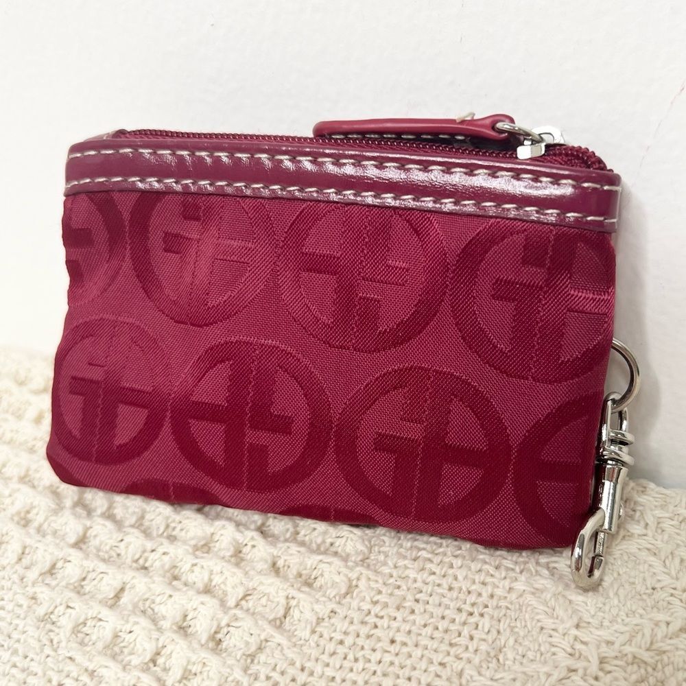 Giani Bernini Red Signature Sateen Coin Purse Clip In Small Pouch